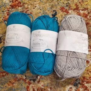 Scheepjes Linen Soft Heron Yarn bundle grey/turquoise Jade